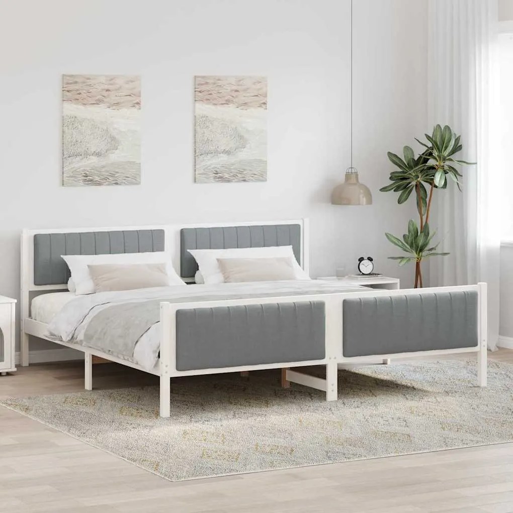 vidaXL Estrutura da cama Branco e cinza claro 200 x 200 cm