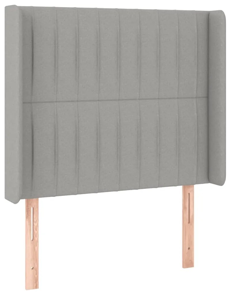 Cabeceira cama c/ luzes LED tecido 93x16x118/128 cm cinza-claro