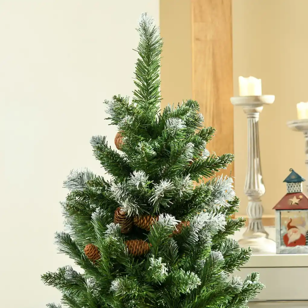 HOMCOM Árvore de Natal Pequena Artificial Ø40x90cm com Luzes LED 116 Ramas  Vaso Desmontável e Suporte de Metal Decoração de Natal para Interior Verde  e Branco - Homcom