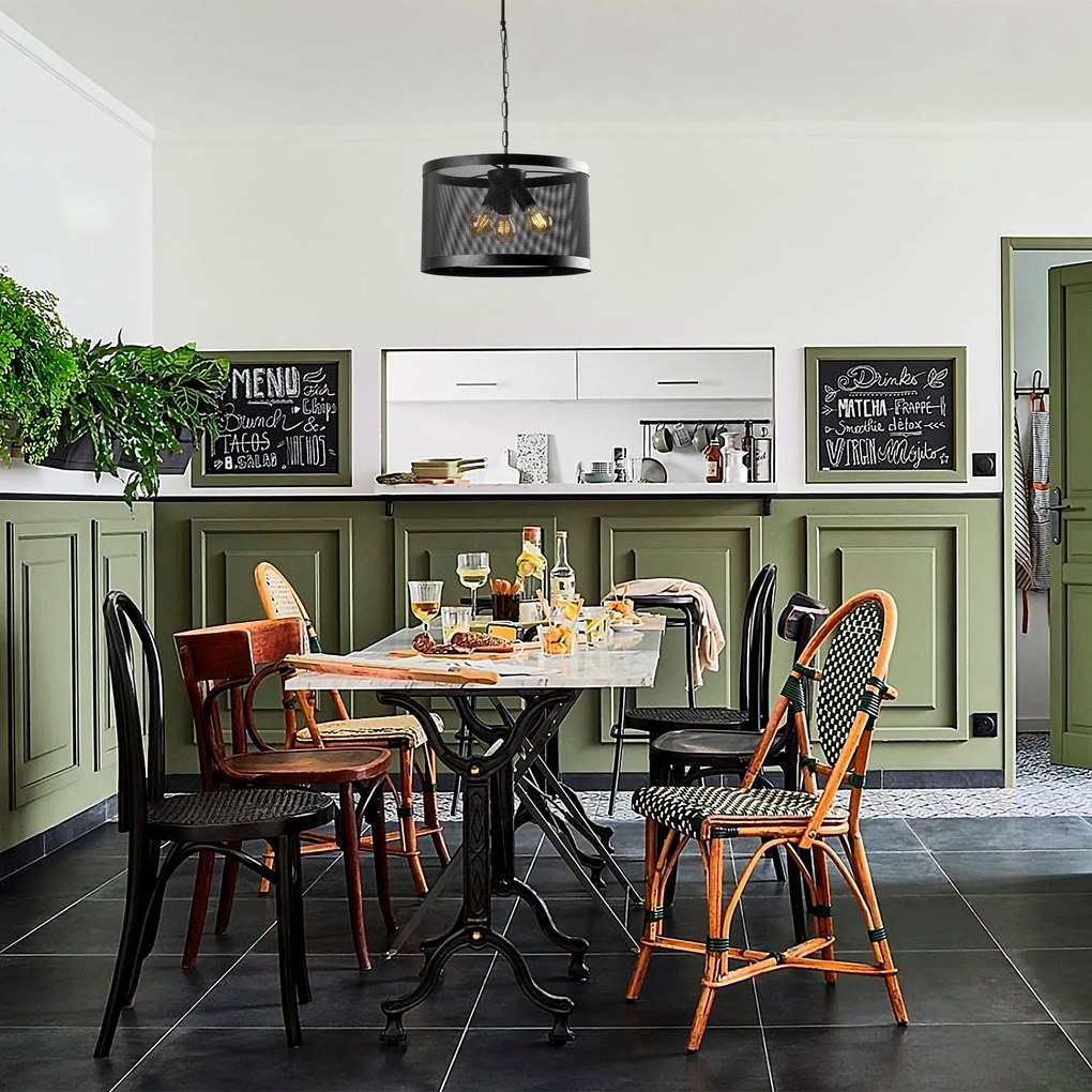 Candeeiro Suspenso Endustriyel – Preto – 40 x 40 cm