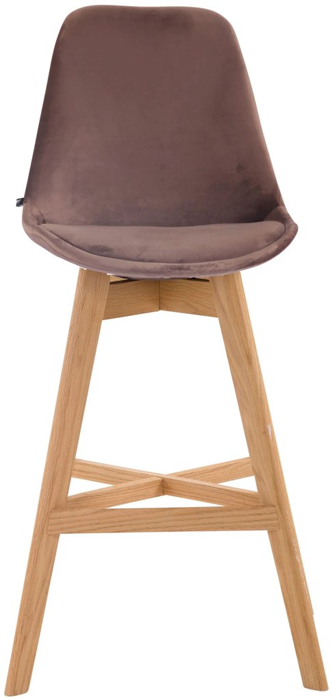 Banco de bar Cannes em veludo e com estrutura de Cor Natural 48 x 112 x 56 cm Castanho