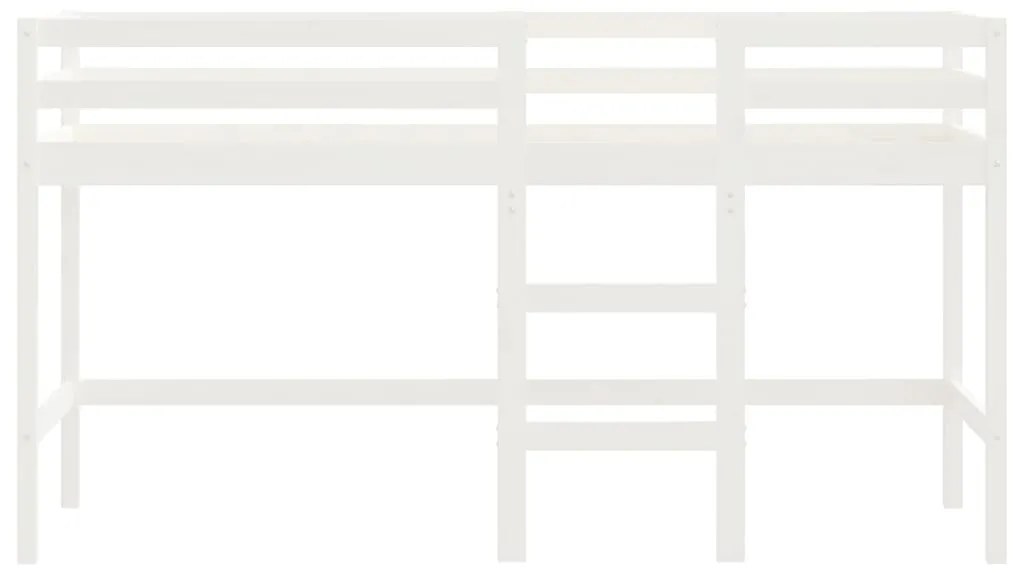 Cama alta p/ criança c/ escada 90x190 cm pinho maciço branco