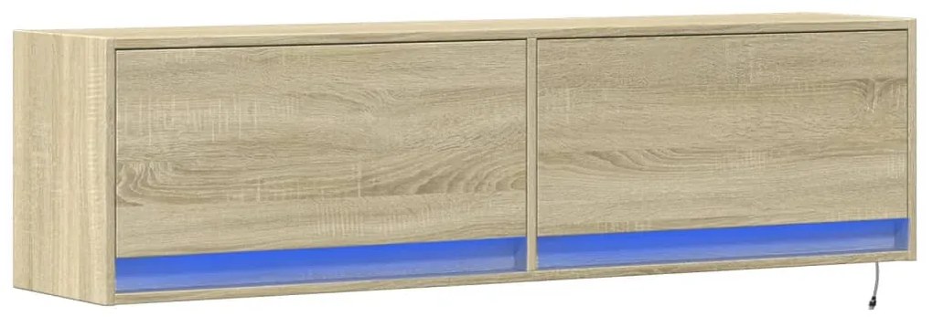 Móvel de parede p/ TV c/ luzes LED 140x31x38 cm carvalho sonoma