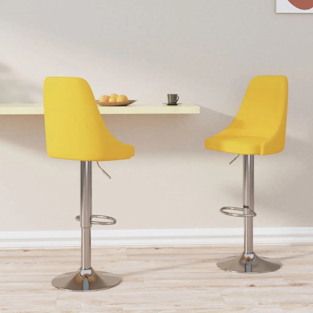 vidaXL Bancos de bar 2 pcs tecido amarelo mostarda