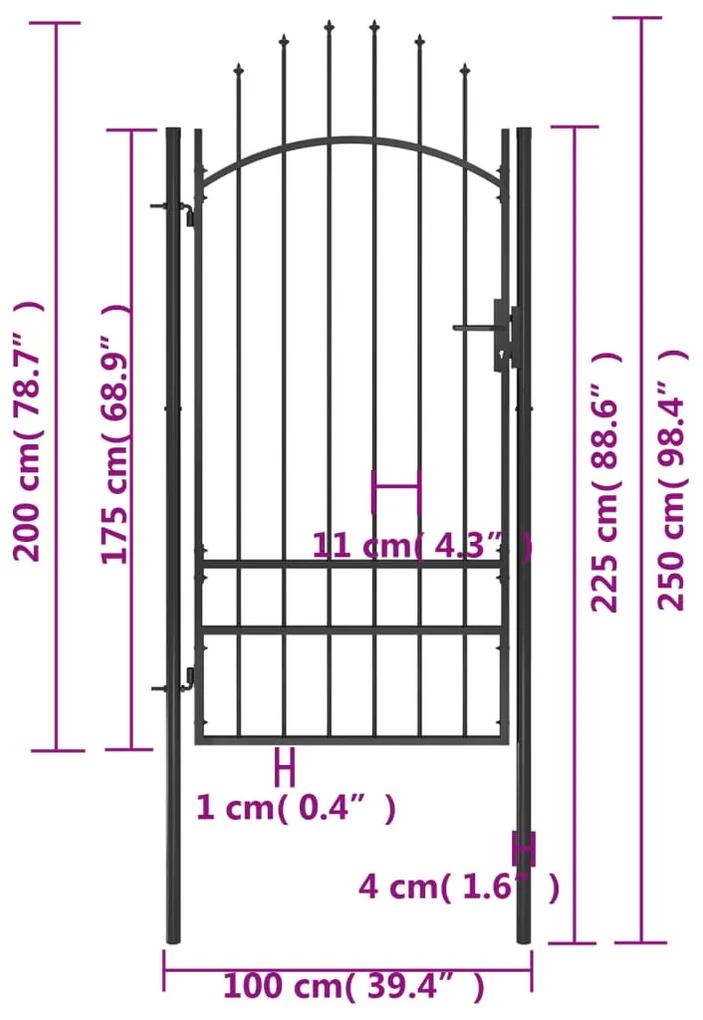 Portão de jardim 1x2,5 m aço preto