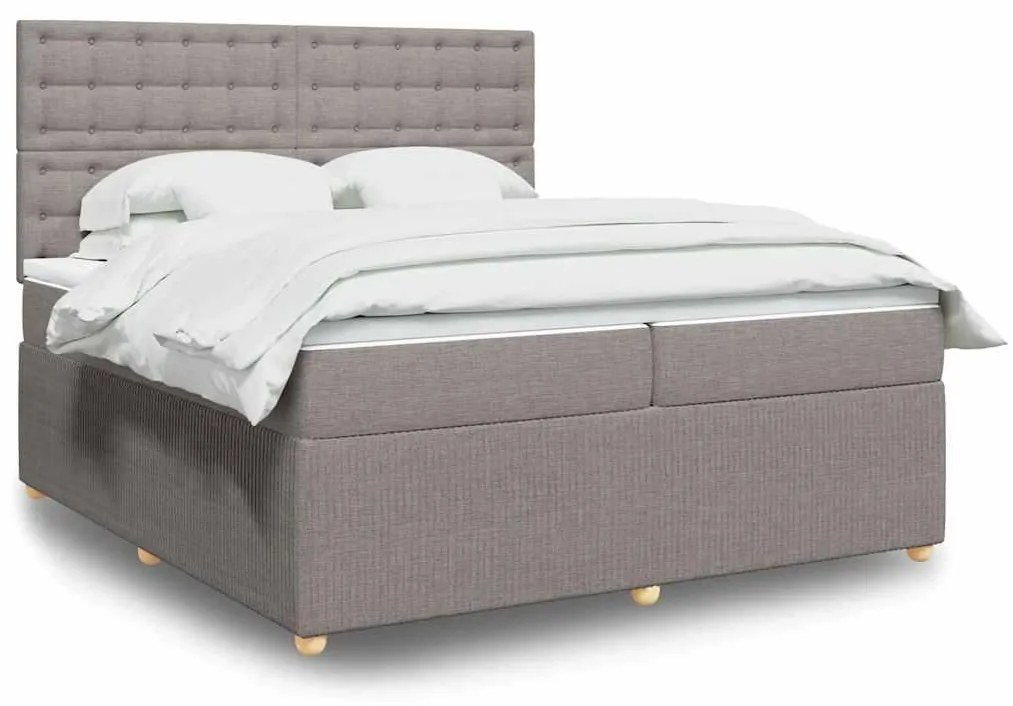 vidaXL Cama com molas/colchão 200x200 cm tecido castanho-acinzentado