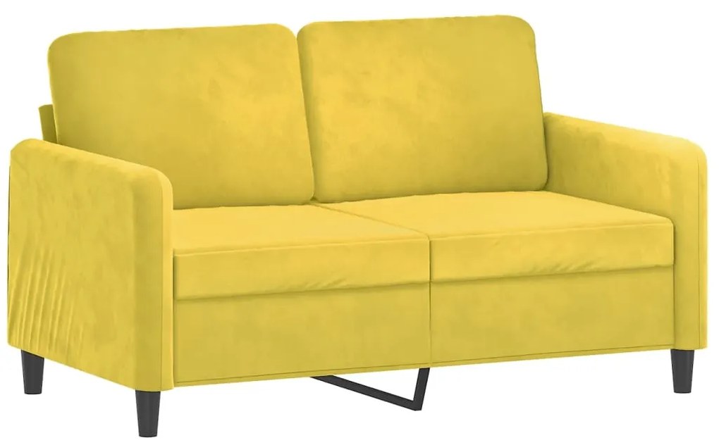 2 pcs conjunto de sofás com almofadas veludo amarelo