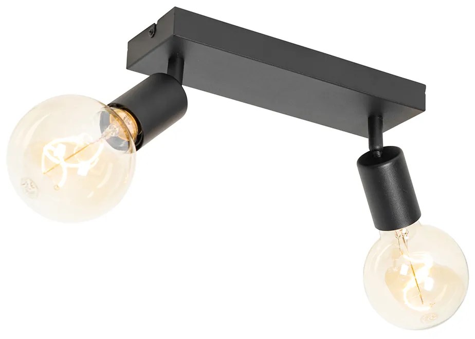 Foco moderno preto retangular 2 luzes - Facil Moderno