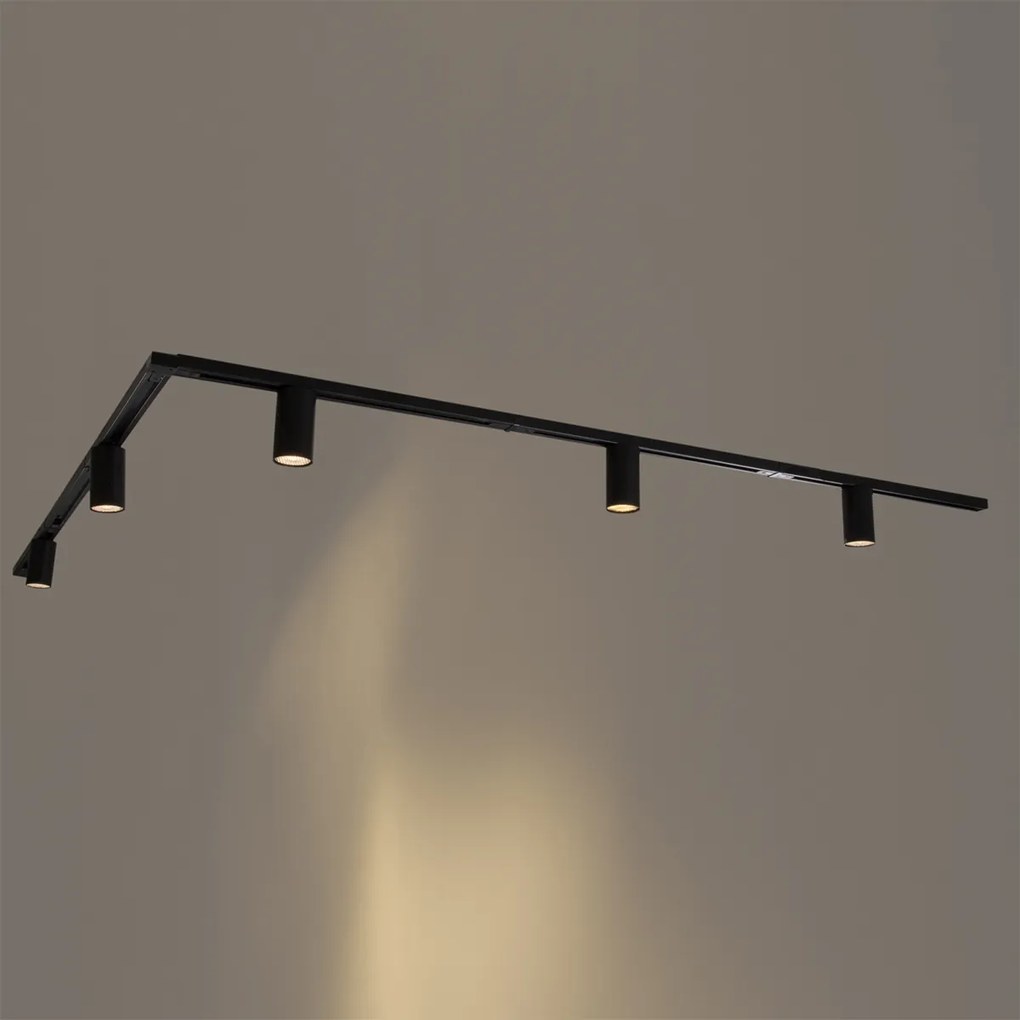 Sistema de Calhas Moderno com 5 Focos Pretos Monofásicos GU10 50mm - Iconic Ruby Honey