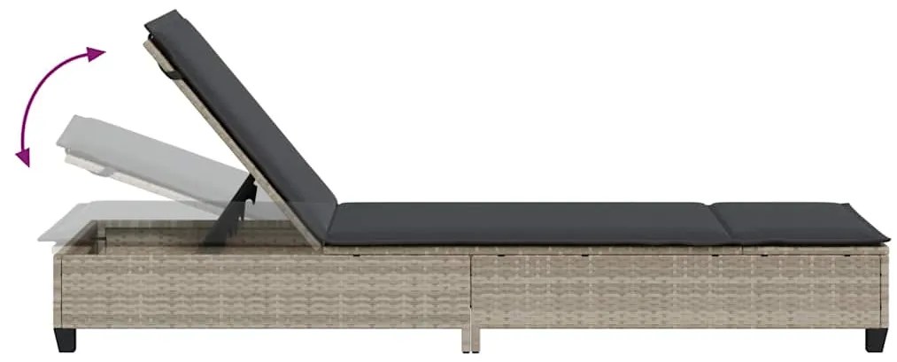 Espreguiçadeira com almofadões 55x200x25,5cm vime PE