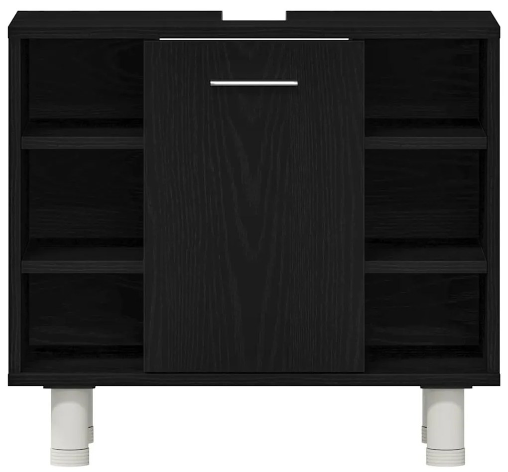 Armário de Banheiro vidaXL Preto Carvalho 60x32x54 cm Madeira Engenhar