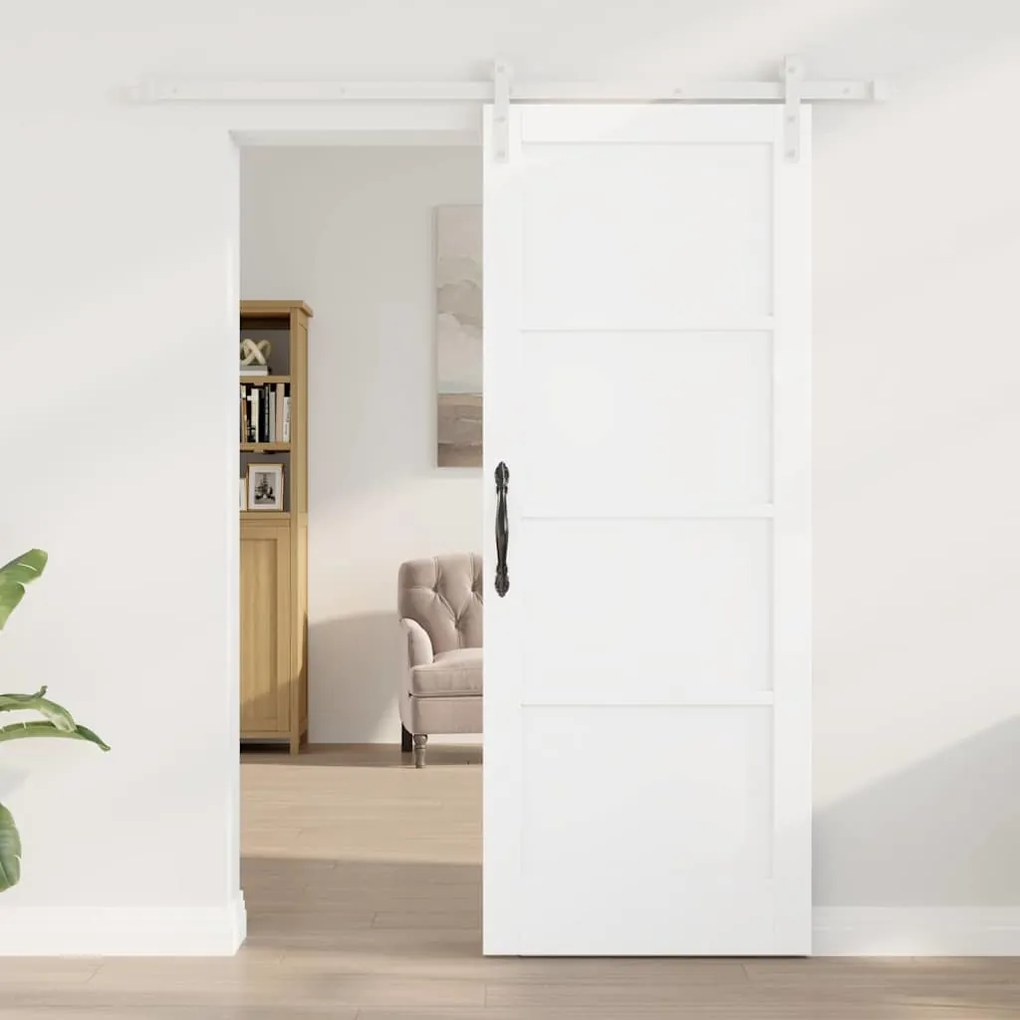 Porta Deslizante vidaXL com Conjunto de Ferragens Branca 78x202 cm Mad