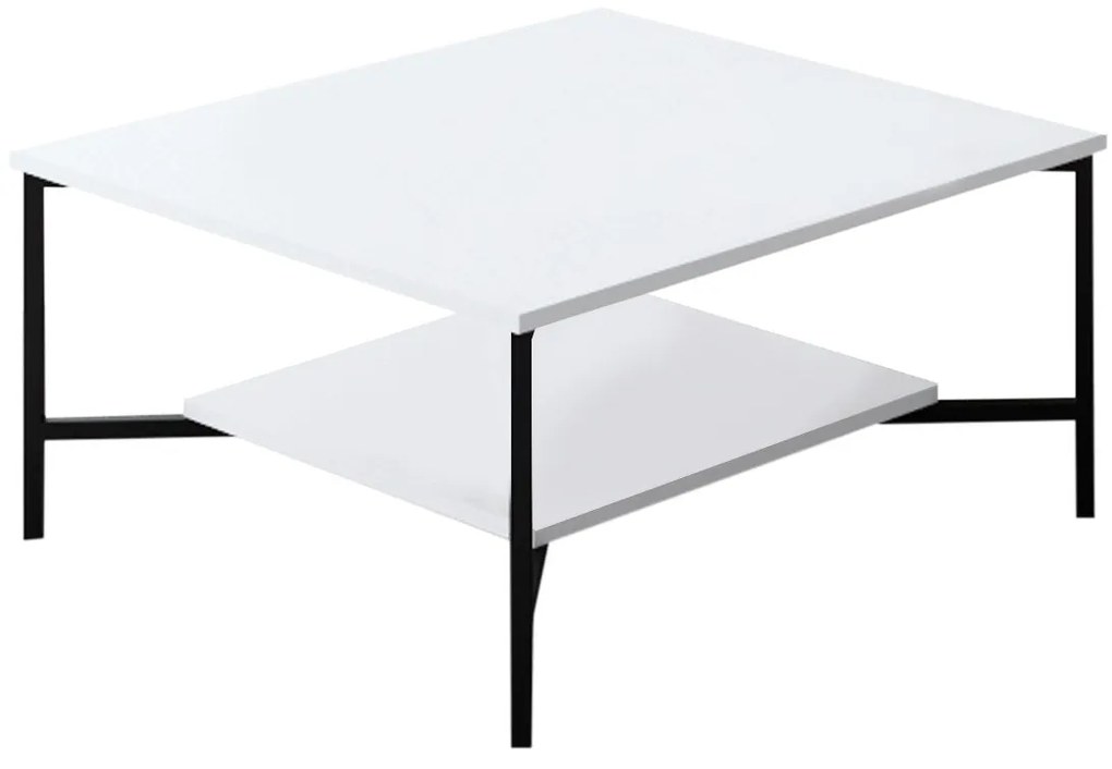 Mesa de Centro Black Line – Branco/Preto – 80x80x40 cm
