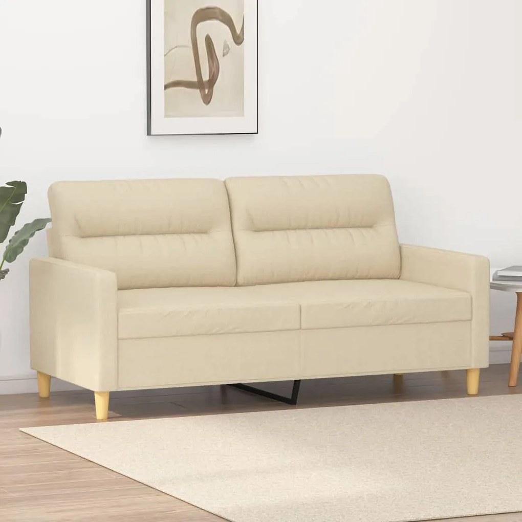 359237 vidaXL Sofá de 2 lugares tecido 140 cm cor creme