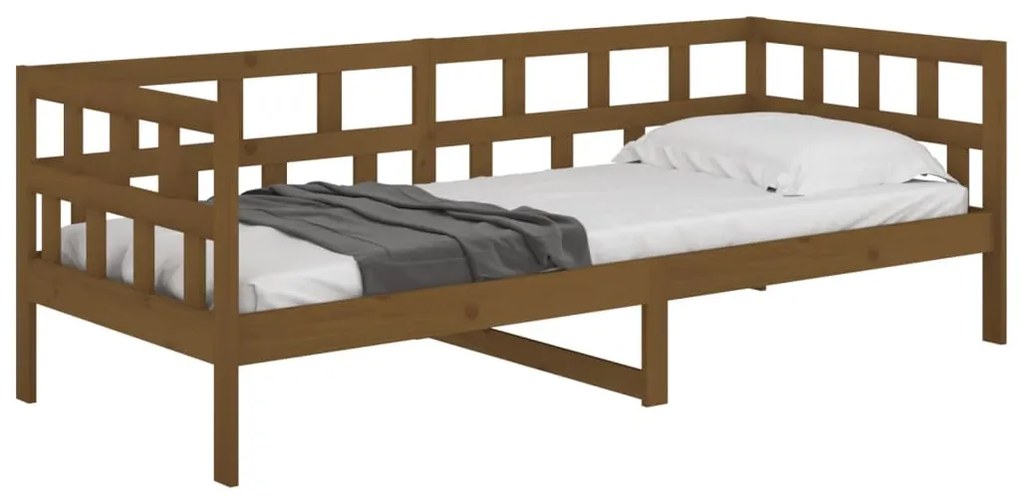 Sofá-cama 90x190 cm madeira de pinho maciça castanho mel