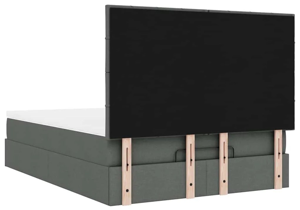 Estrutura cama otomana colchão 140x200cm tecido cinzento escuro