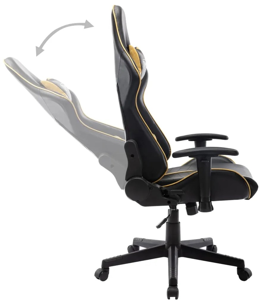 Cadeira de gaming couro artificial preto e dourado