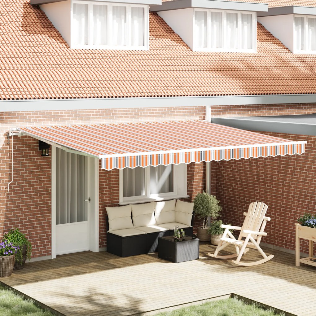 vidaXL Toldo Retrátil Automático Listrado Multicolorido 450x300 cm