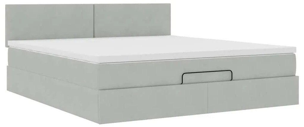 Estrutura de cama otomana com colchão 180x200 cm cinzento claro
