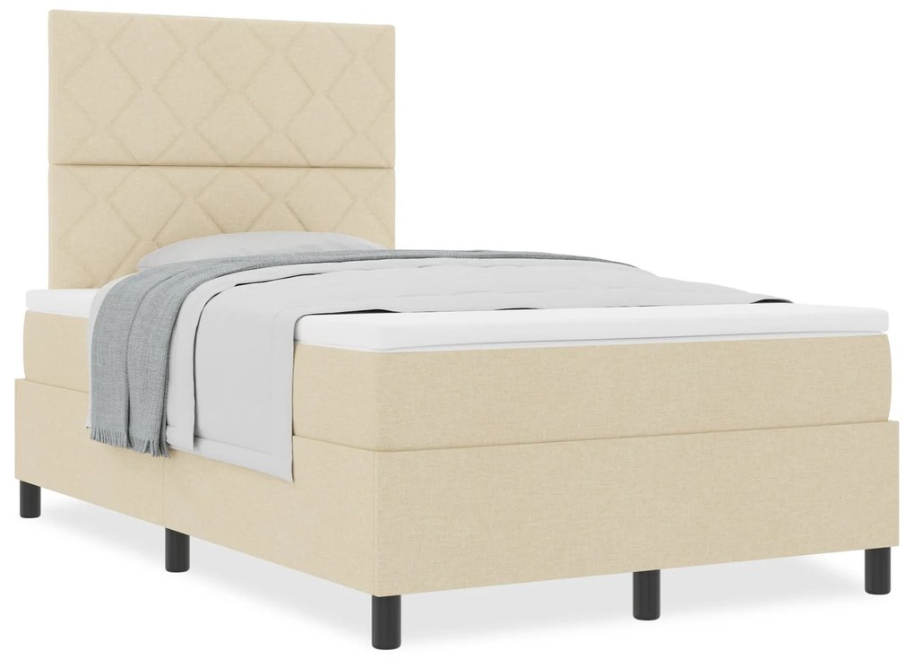 Cama Box com Colchão Creme 120x200 cm Tecido