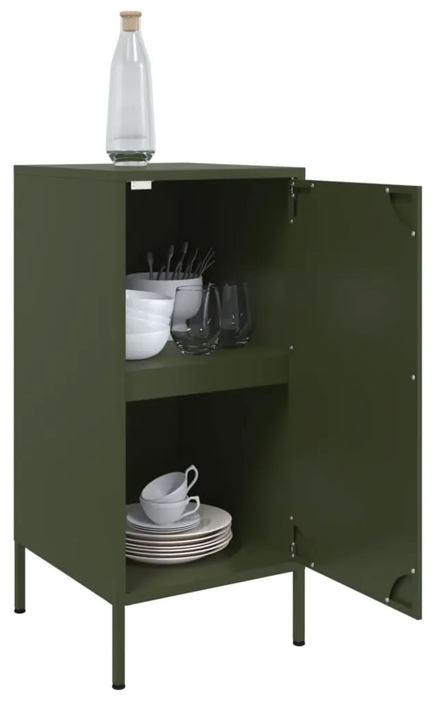Aparadores 2 pcs 36x39x79 cm aço verde-azeitona