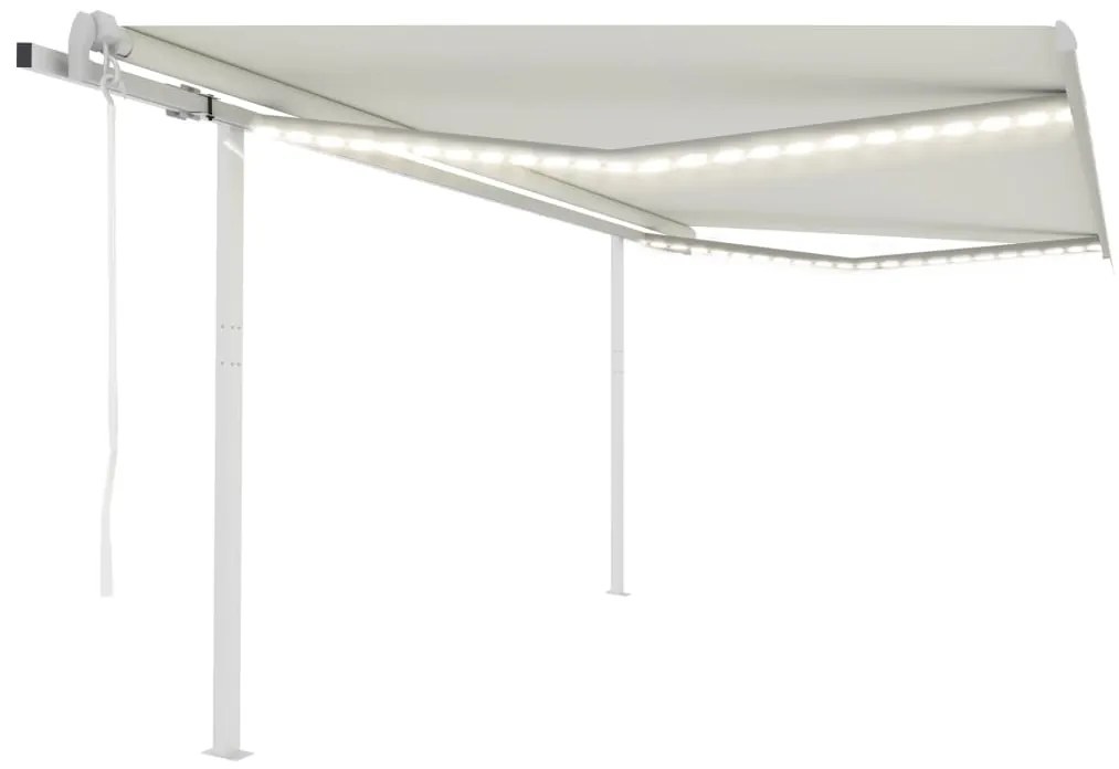 Toldo automático c/ LED e sensor de vento 4,5x3,5 m cor creme
