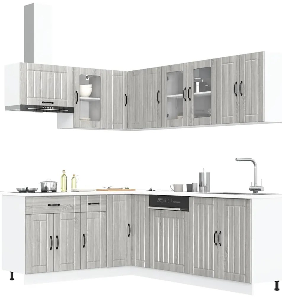 11 peças armário de cozinha conjunto Lucca cinza sonoma