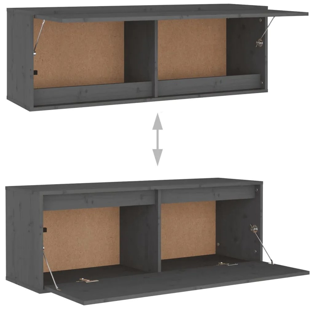Móveis de TV 2 pcs madeira de pinho maciça cinzento