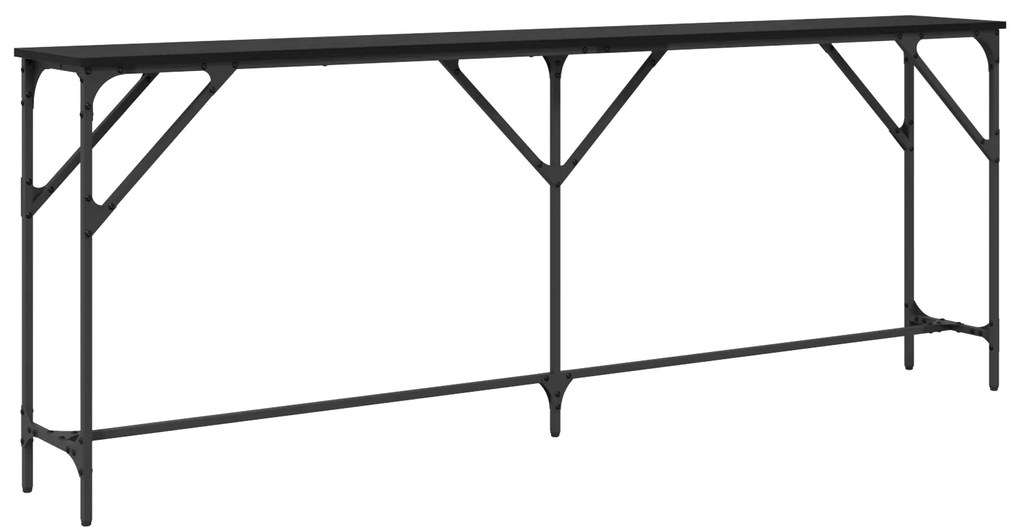 Mesa Console Carvalho Preto 200x29x75 cm Madeira Derivada