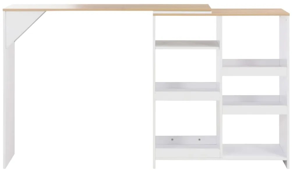 Mesa de bar com prateleira movível branco 138x39x110 cm