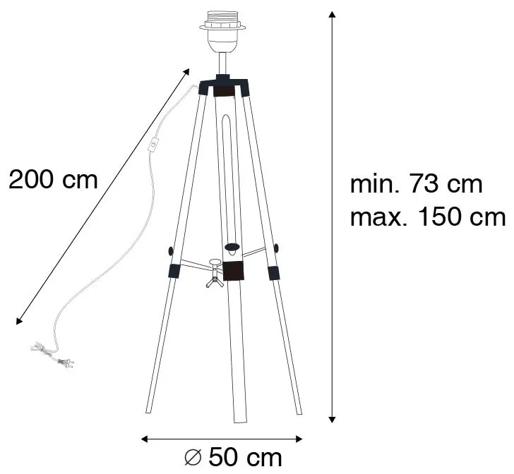 Candeeiro de pé vintage tripé latão - Cortin
