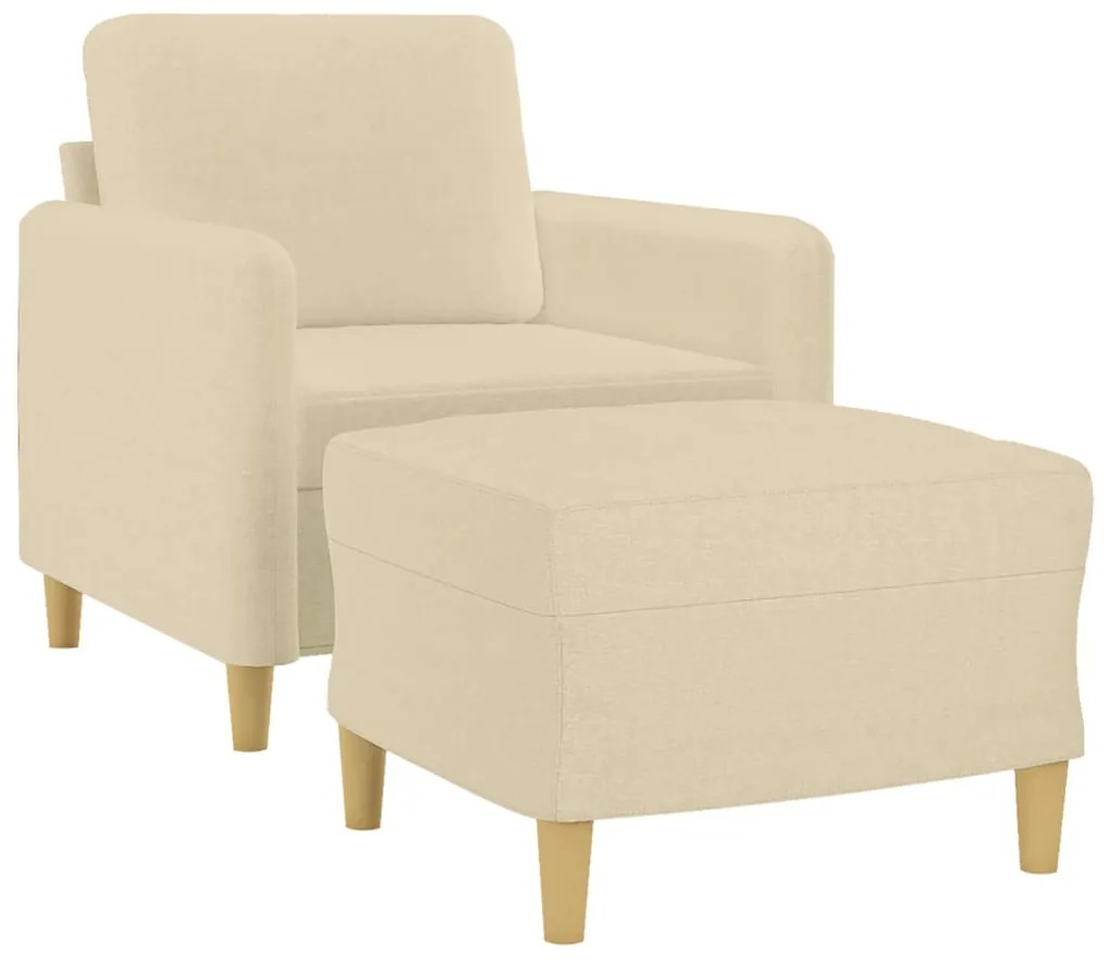 Poltrona com apoio de pés 60 cm tecido cor creme