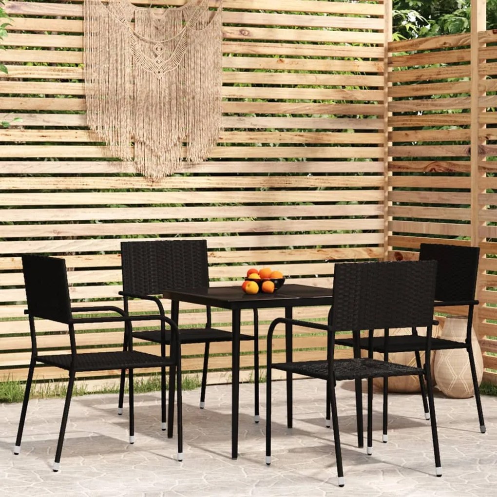 vidaXL 5 pcs conjunto de jantar para jardim preto