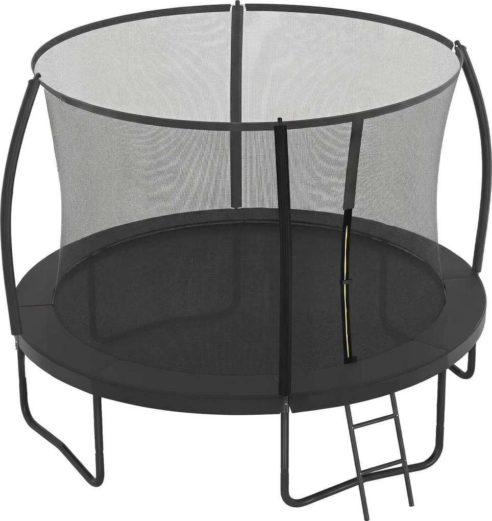 Trampolim jardim 366 cm (diâmetro) com rede de segurança para crianças, varas curvas Preto