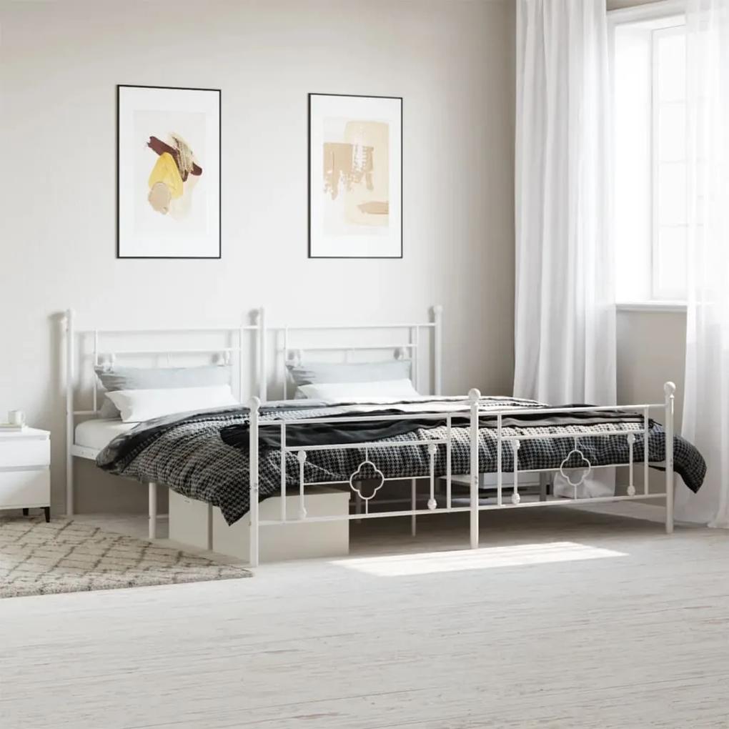 374413 vidaXL Estrutura de cama com cabeceira e pés 200x200 cm metal branco