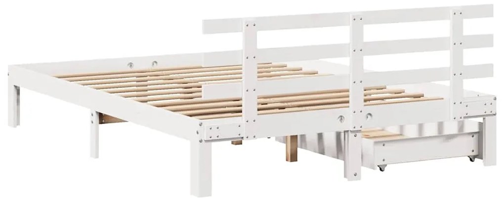 Estrutura de cama com gavetas 160x200 cm pinho maciço branco