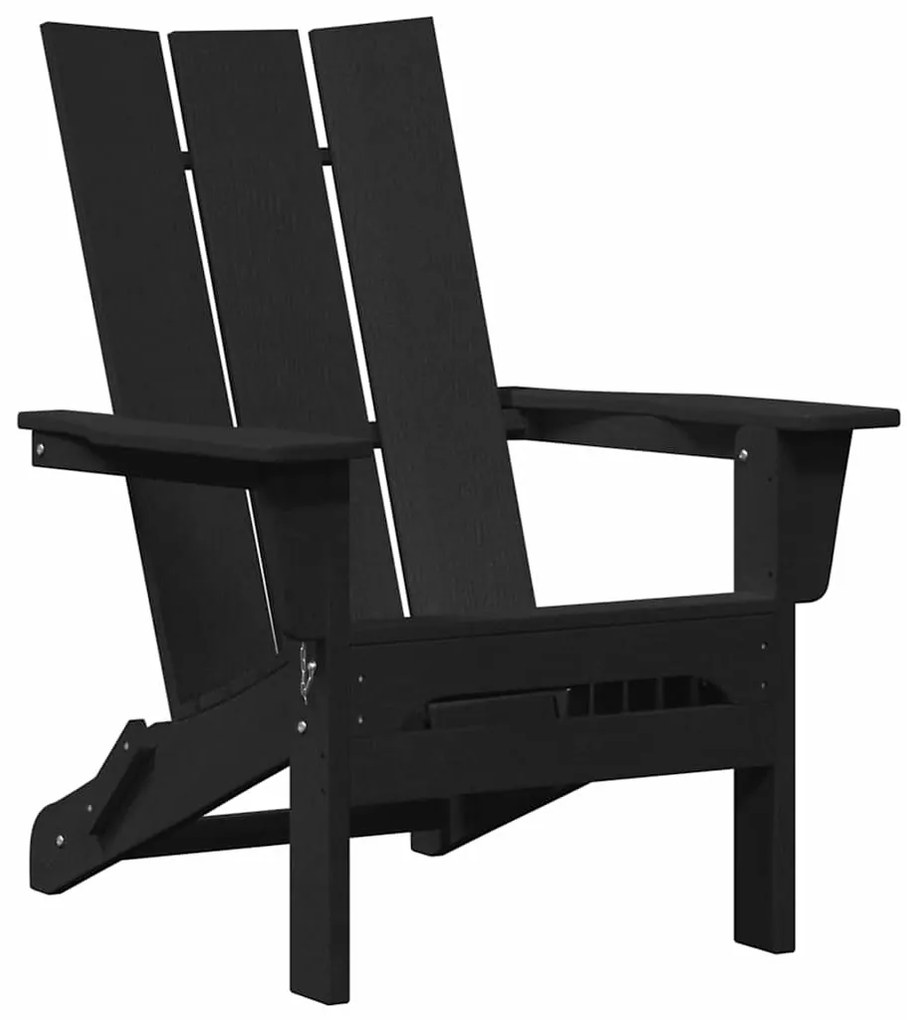 Cadeiras Adirondack Dobráveis vidaXL 2 pcs Preto 74.5x80.5x90 cm HDPE