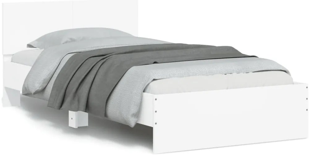 Estrutura de cama com cabeceira e luzes LED 100x200 cm branco