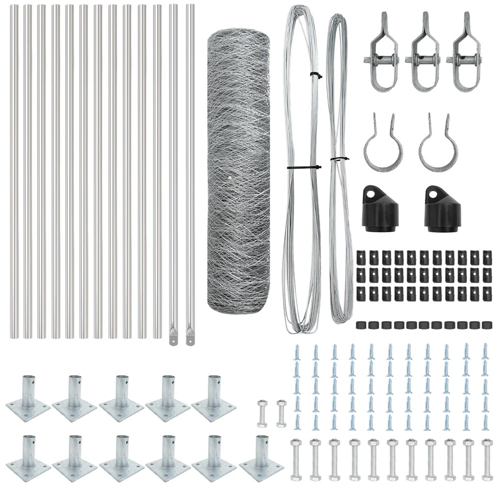 Conjunto de Cercas Conjunto de 2 Aço Galvanizado 25 x 0.5 m