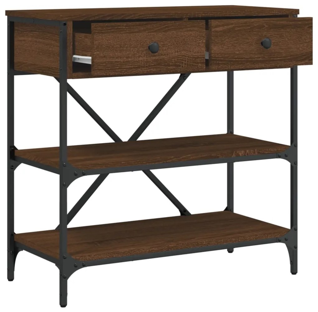 Mesa consola 75x34,5x75 cm derivados madeira carvalho castanho