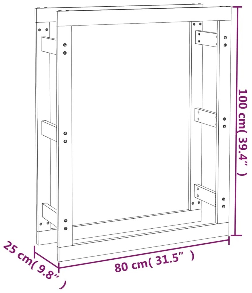 Suporte para lenha 80x25x100 cm pinho maciço castanho mel