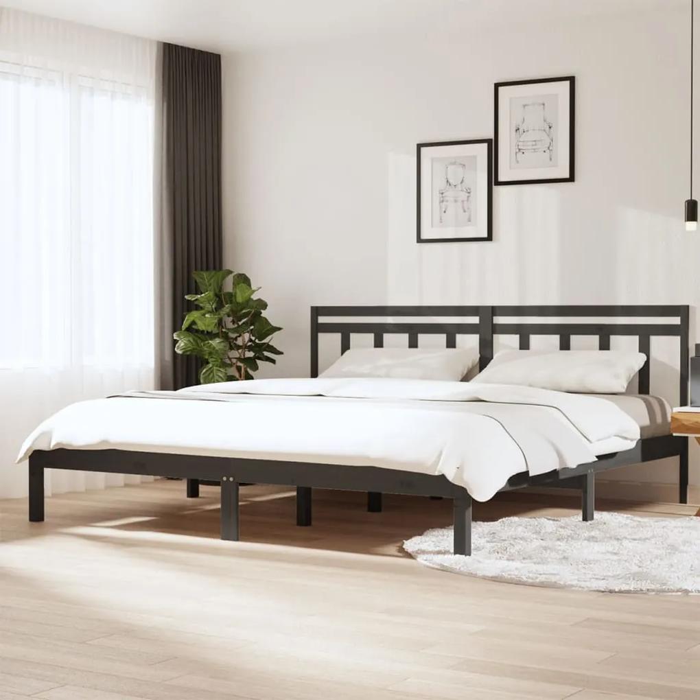 3100606 vidaXL Estrutura de cama super king 180x200 cm madeira maciça cinza
