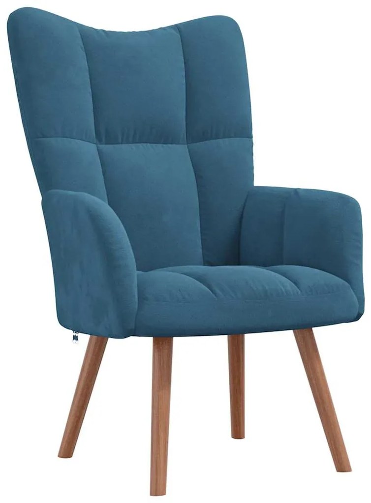 Cadeira de descanso com banco veludo azul