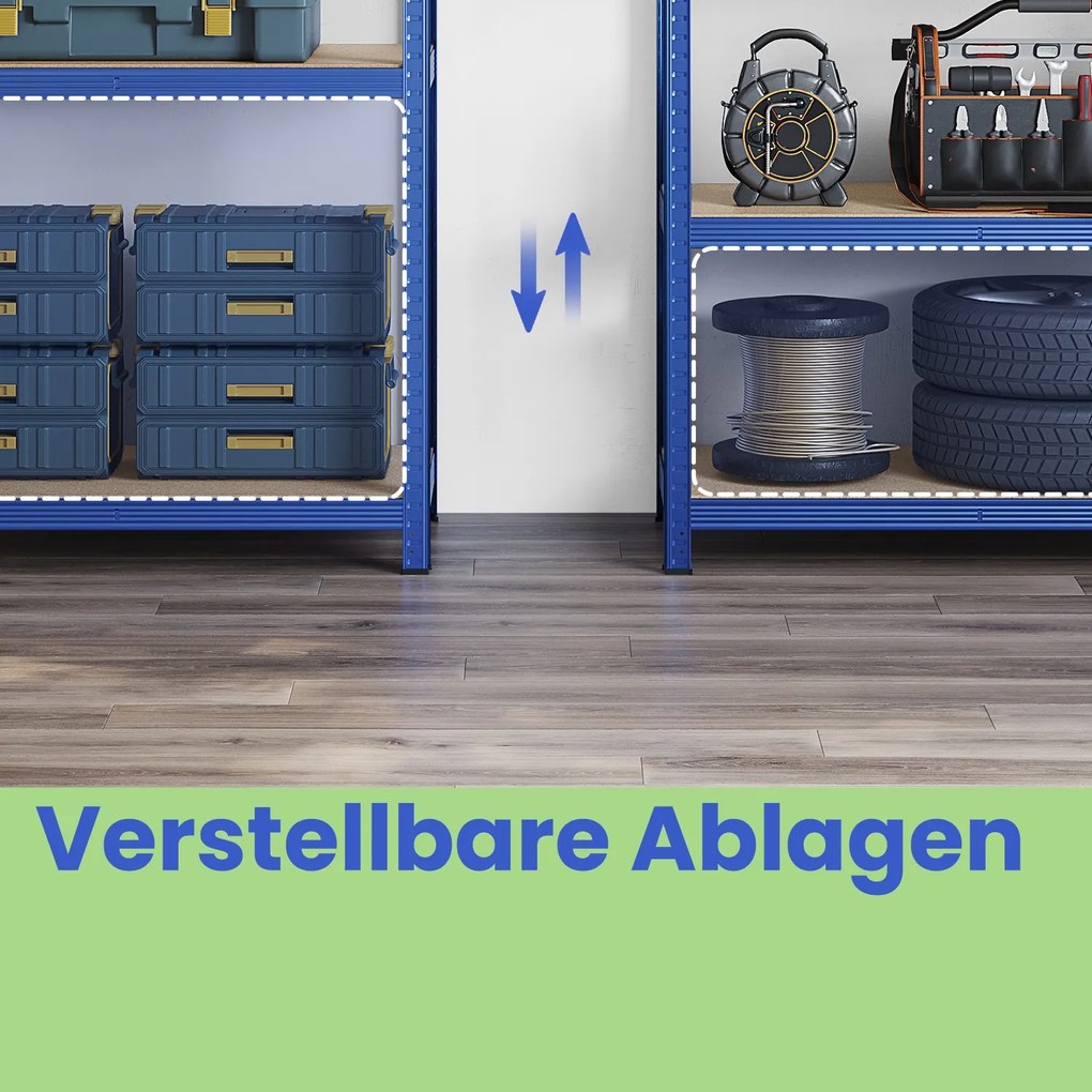 Estante de armazenamento garagem, escritório 200 x 100 x 50 cm azul