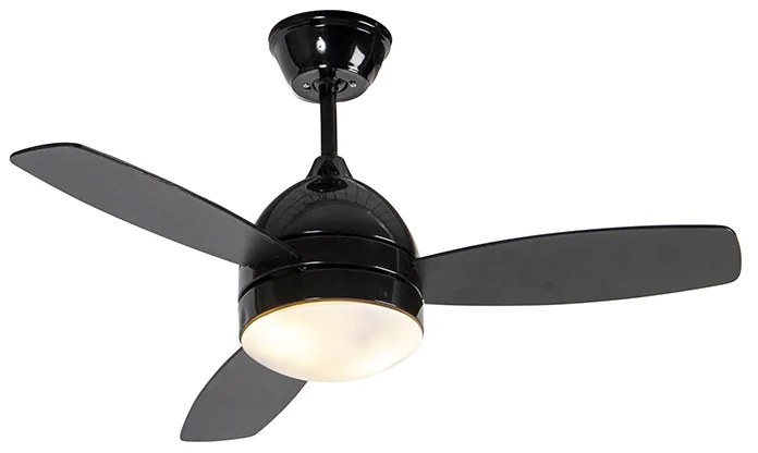 Ventilador de teto preto com impressão de madeira 96cm com controle remoto - Rotar Moderno