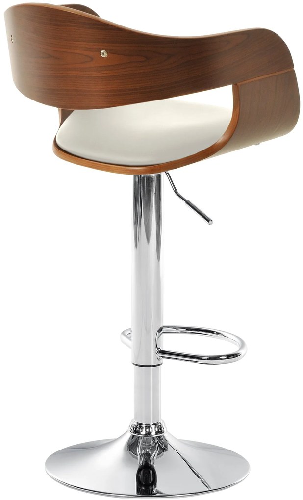 Banco de bar Kingston em couro sintético 50 x 88-102 x 48 cm Nogueira + Branco
