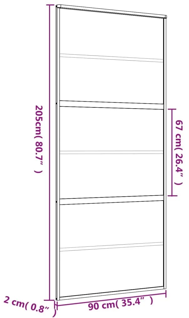 Porta deslizante 90x205 cm vidro ESG fosco/alumínio dourado