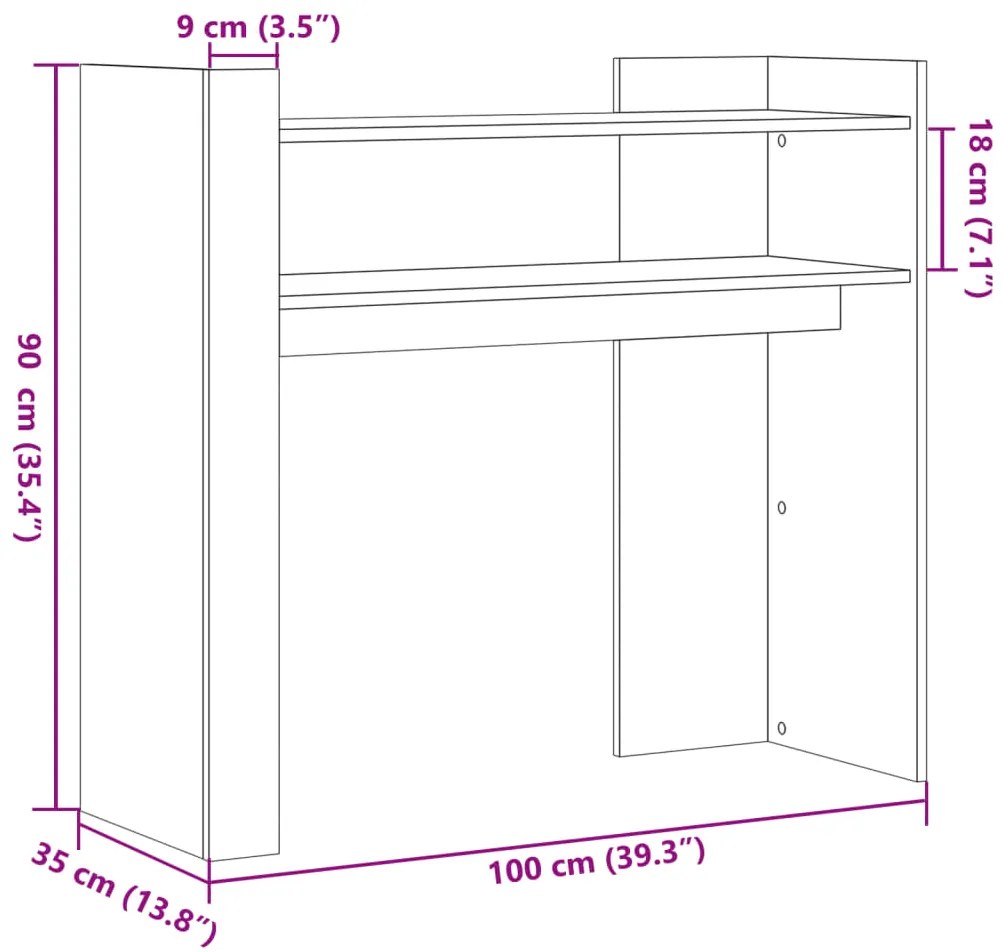 Mesa consola 100x35x90 cm derivados de madeira cinzento sonoma