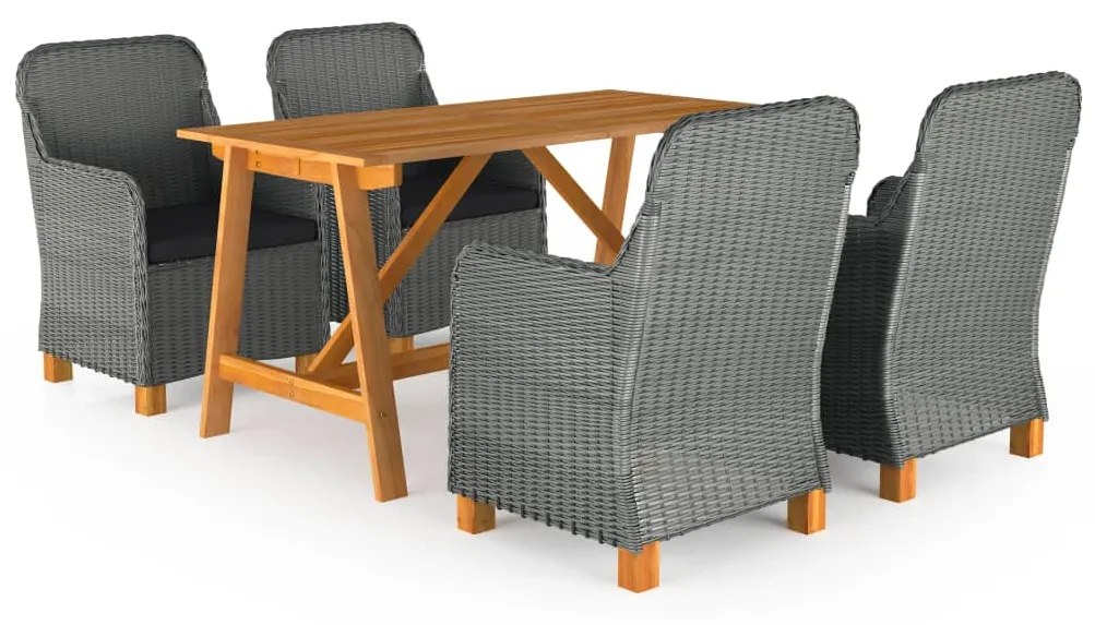 vidaXL 5 pcs conjunto de jantar para jardim cinzento-claro
