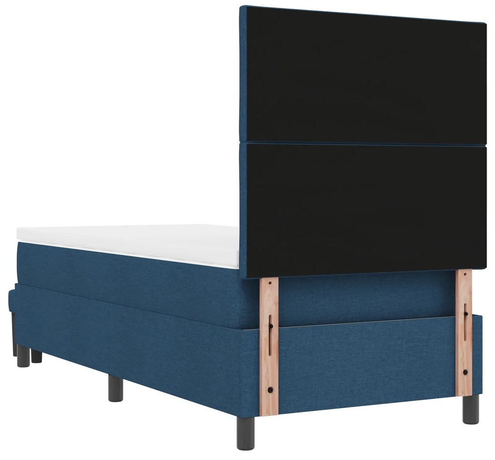 Cama Box Spring com Colchão e Banco Azul 90x200 cm Tecido